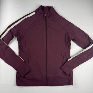 Athleta Maroon Circa Track Jacket with pockets and thumb holes size medium